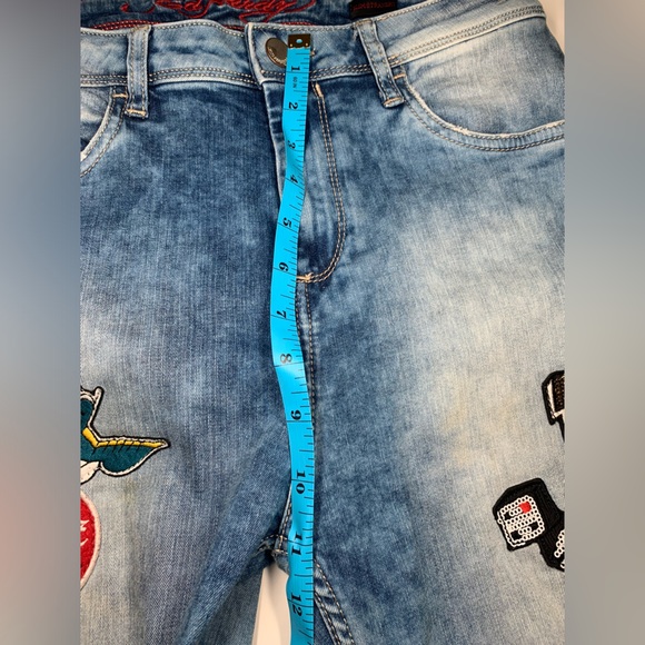 Y2K High Rise Jeans Ed Hardy Jeans with Patches Slim Straight High Rise - Picture 17 of 17